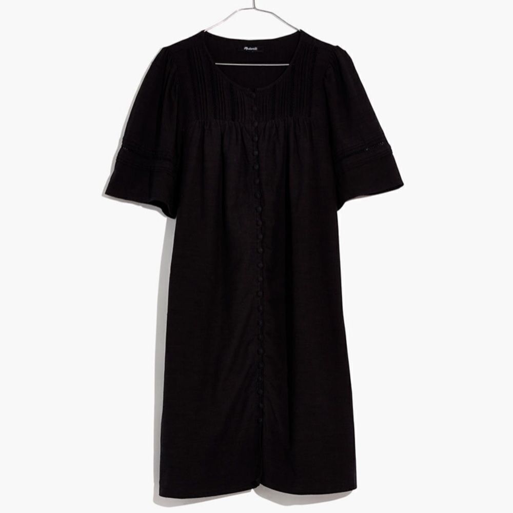 Madewell Pleated Button Front Peasant Shift Dress… - image 4